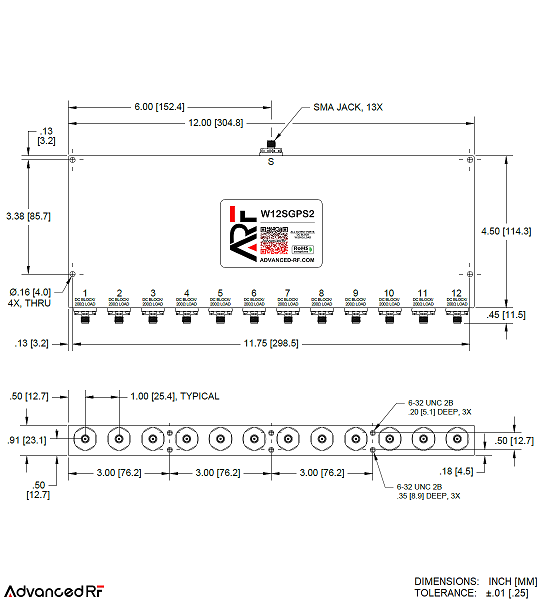 12WAY GPS SPLITTER, DC BLOCK/LOAD, OUTDOOR, SMA, W12SGPS2
